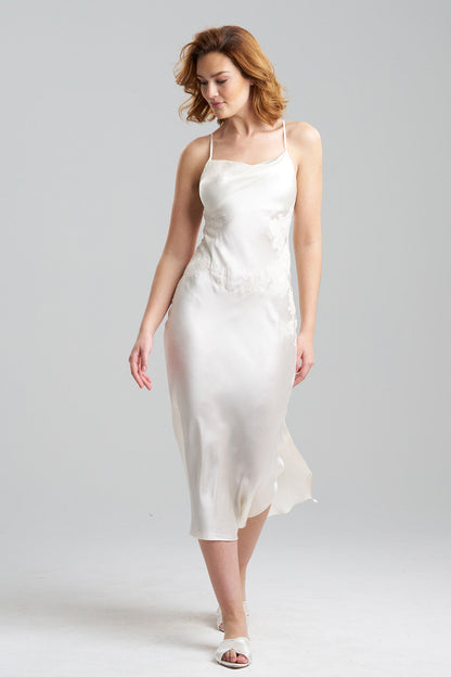 Natori Buy Lolita Lace Silk Gown in Warm White Online
