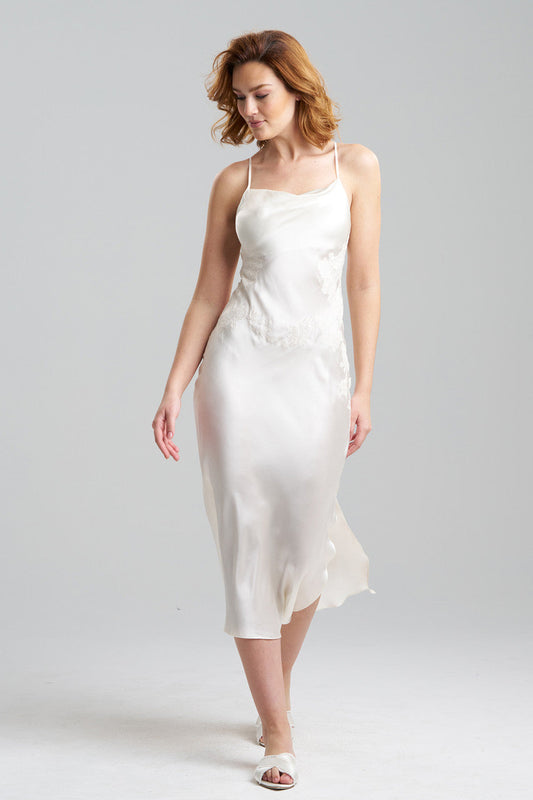 Natori Buy Lolita Lace Silk Gown in Warm White Online