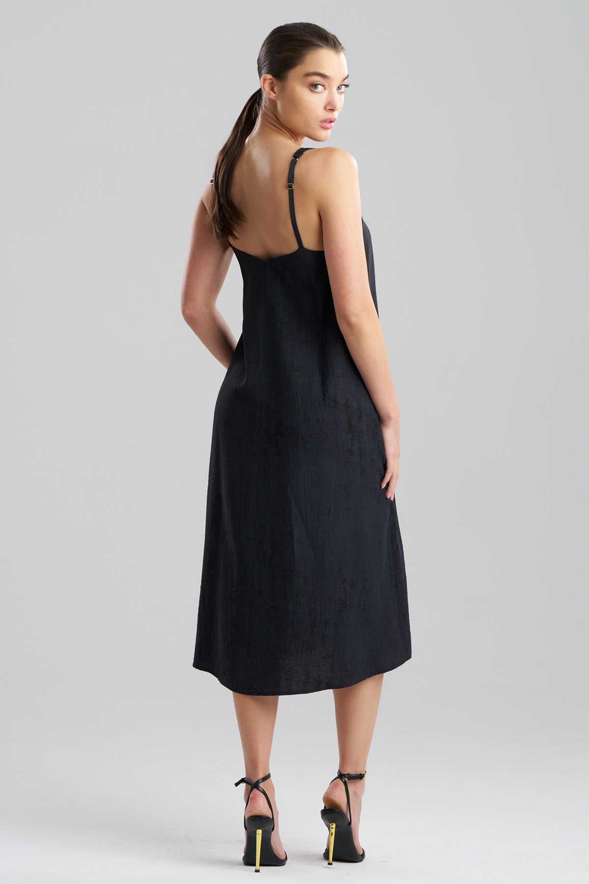Natori Terra Foil Crinkle Scoop Neck Slip Dress