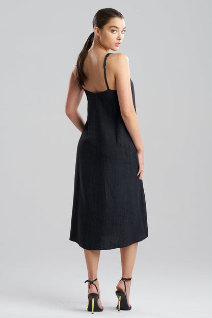Natori Terra Foil Crinkle Scoop Neck Slip Dress
