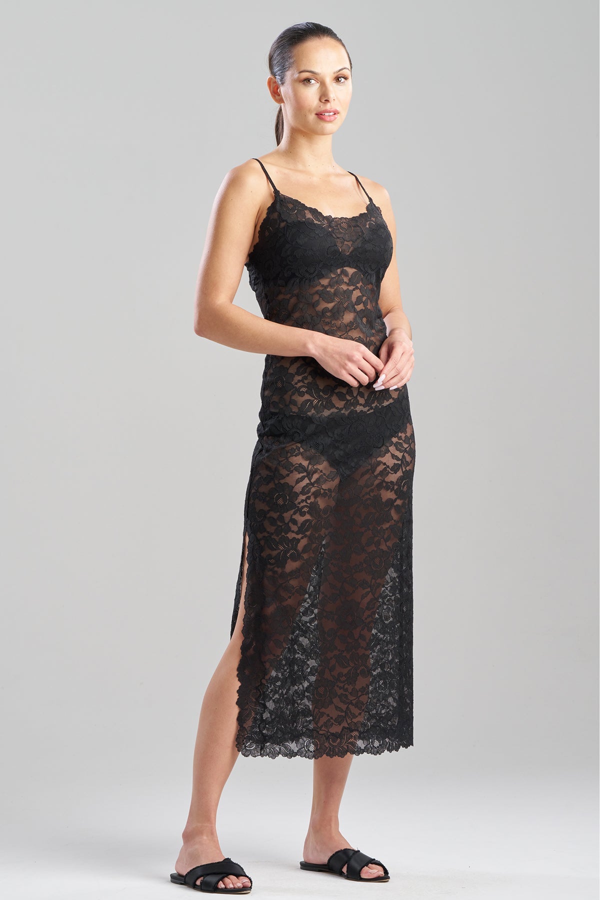 Natori Peony Allover Lace Slip Dress