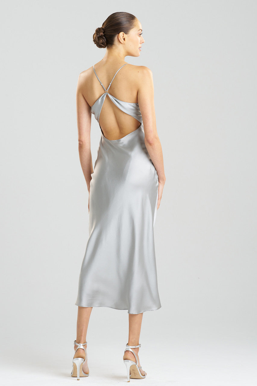 Natori Buy Key Essentials V-neck Silk Gown in Silver Online