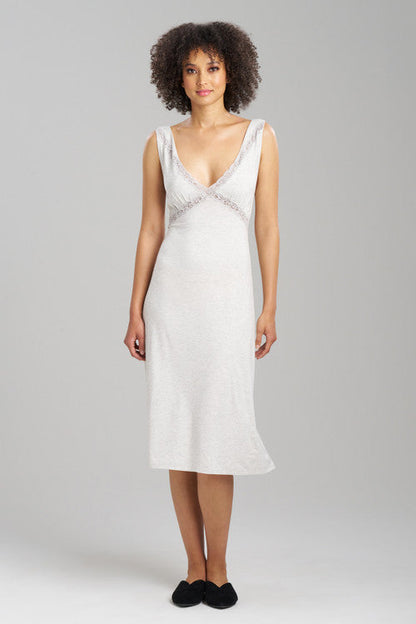 Natori Buy Feathers Essentials Lenzing™ Ecovero™ Viscose Lace Applique Slip Dress in Heather Pebblestone Online
