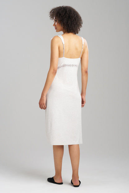 Natori Buy Feathers Essentials Lenzing™ Ecovero™ Viscose Lace Applique Slip Dress in Heather Pebblestone Online