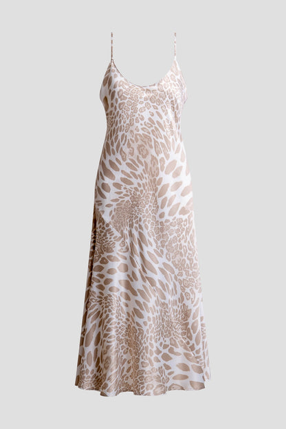 Natori Luxe Leopard Scoop Neck Slip Dress