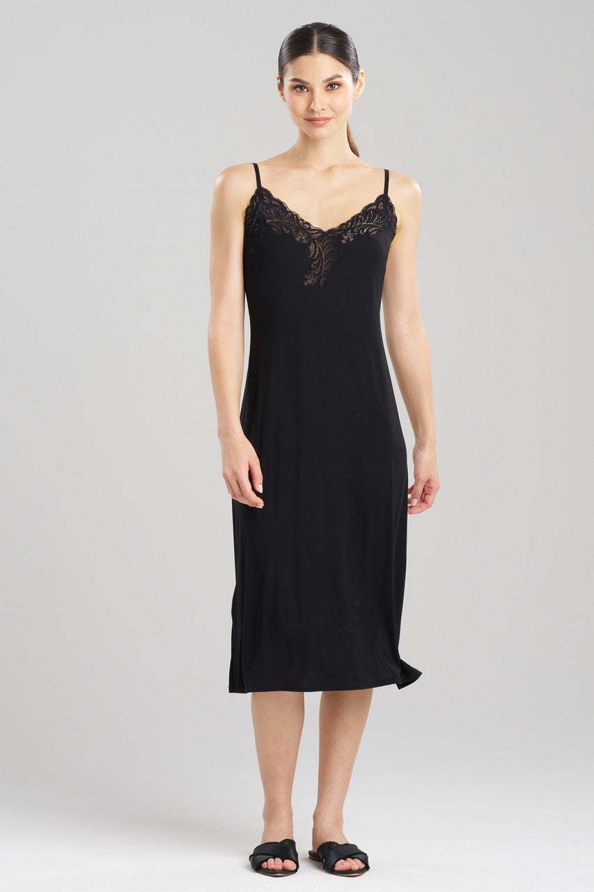 Natori Buy Feathers Essentials Lenzing™ Ecovero™ Viscose Lace Slip Dress in Black Online