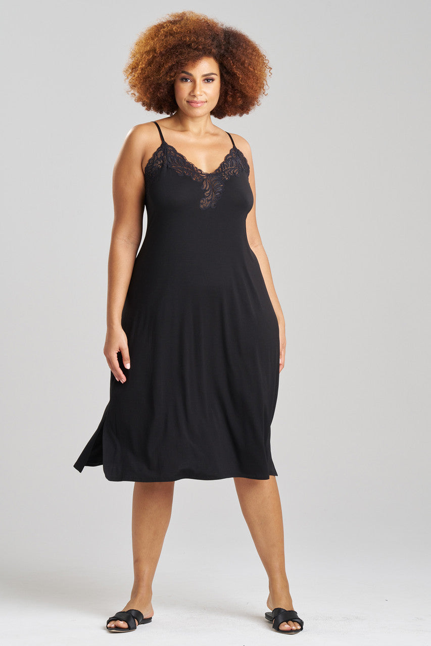 Natori Buy Feathers Essentials Lenzing™ Ecovero™ Viscose Lace Slip Dress in Black Online