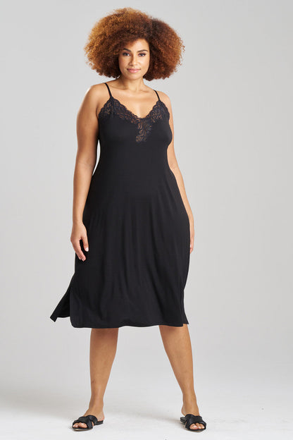 Natori Buy Feathers Essentials Lenzing™ Ecovero™ Viscose Lace Slip Dress in Black Online