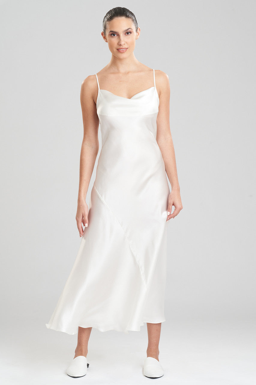 Natori Buy Key Essentials Silk Cowl Neck Gown in Warm White Online