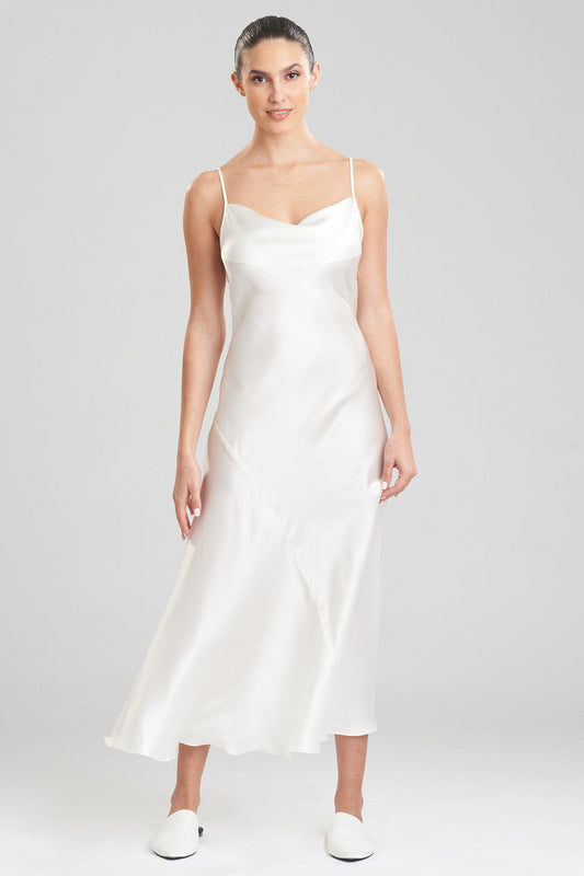 Natori Buy Key Essentials Silk Cowl Neck Gown in Warm White Online