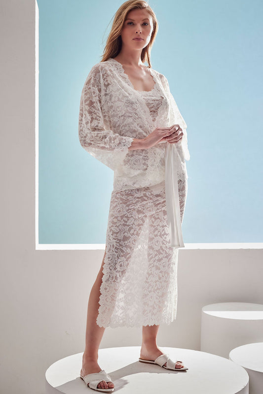 Natori Peony Allover Lace Slip Dress
