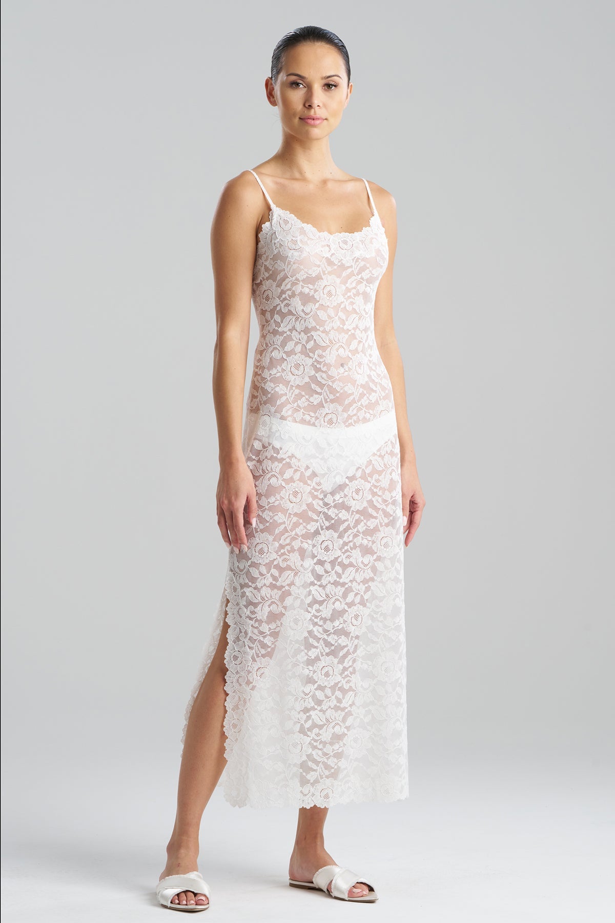 Natori Peony Allover Lace Slip Dress