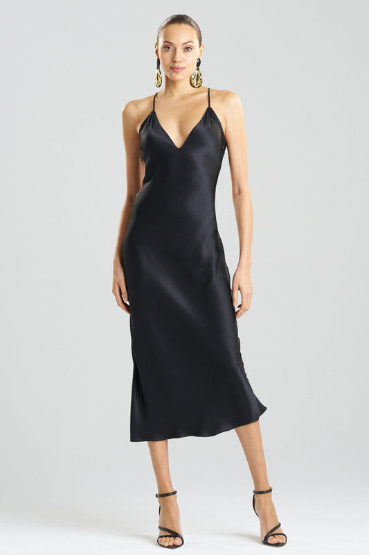 Natori Buy Key Essentials V-neck Silk Gown in Black Online