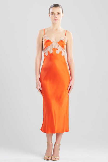 Natori Lolita Lace Low Back Silk Slip Dress