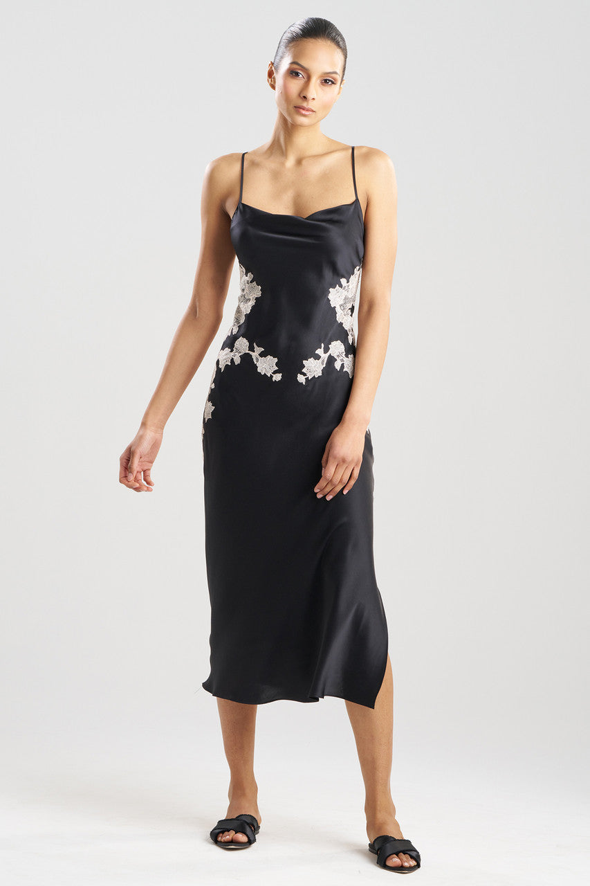 Natori Buy Lolita Lace Silk Gown in Black/Ecru Online