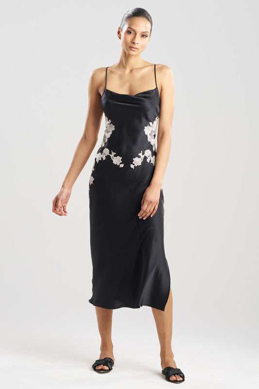 Natori Buy Lolita Lace Silk Gown in Black/Ecru Online