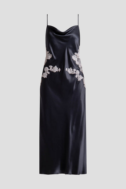 Natori Buy Lolita Lace Silk Gown in Black/Ecru Online