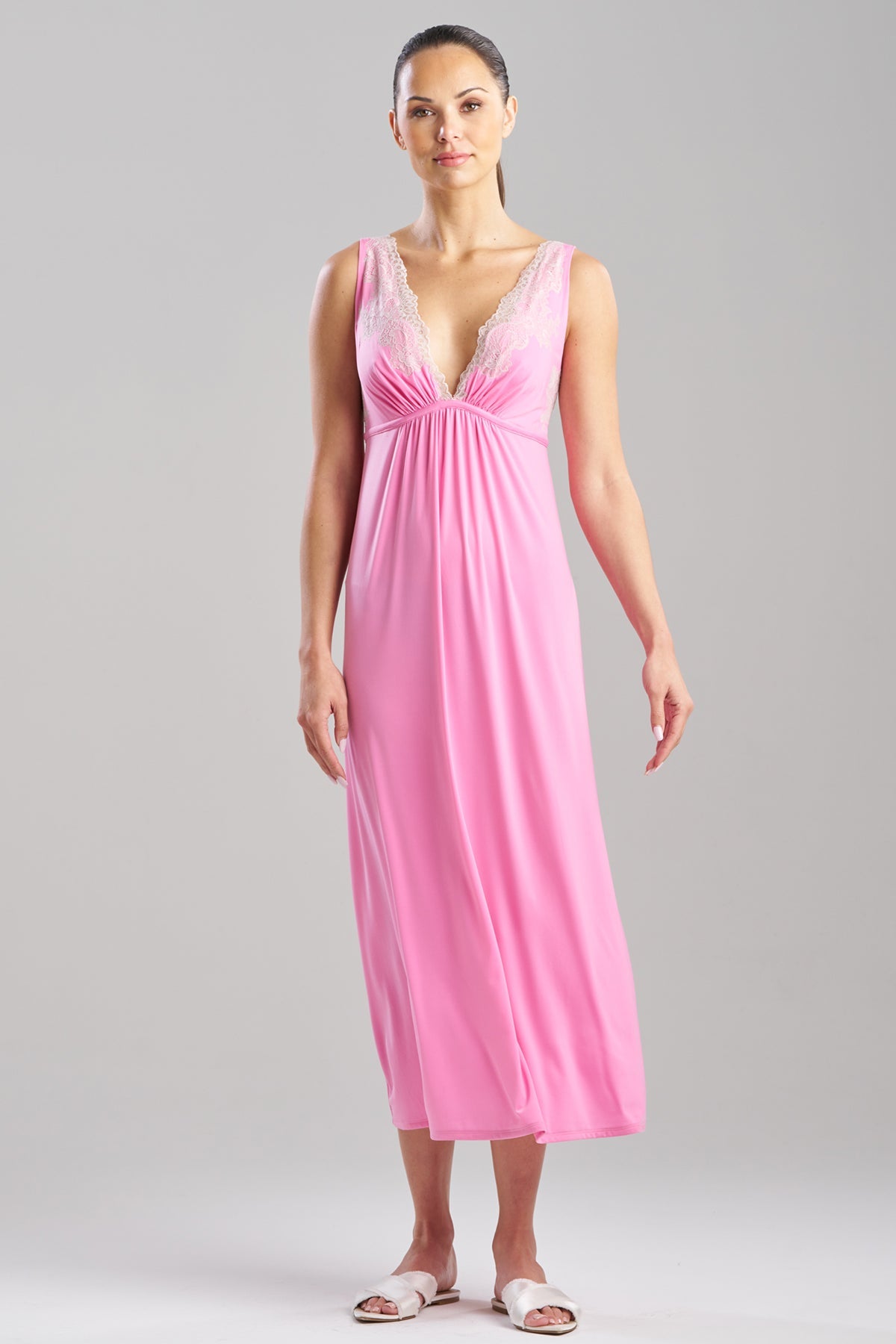 Natori Enchant Lace Applique V-Neck Slip Dress
