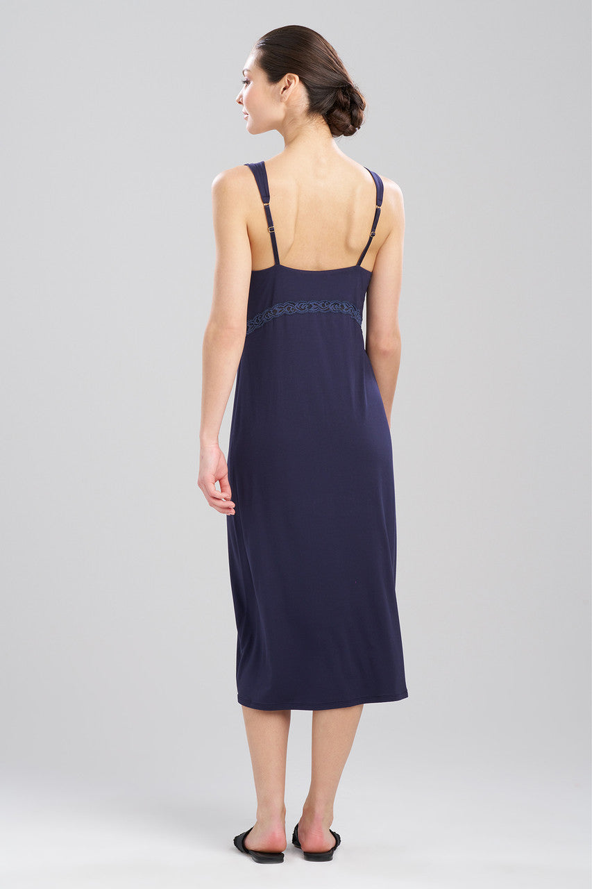 Natori Buy Feathers Essentials Lenzing™ Ecovero™ Viscose Lace Applique Slip Dress in Night Blue Online