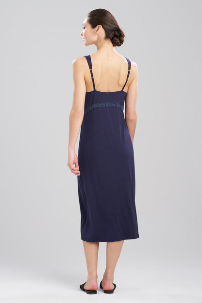 Natori Buy Feathers Essentials Lenzing™ Ecovero™ Viscose Lace Applique Slip Dress in Night Blue Online