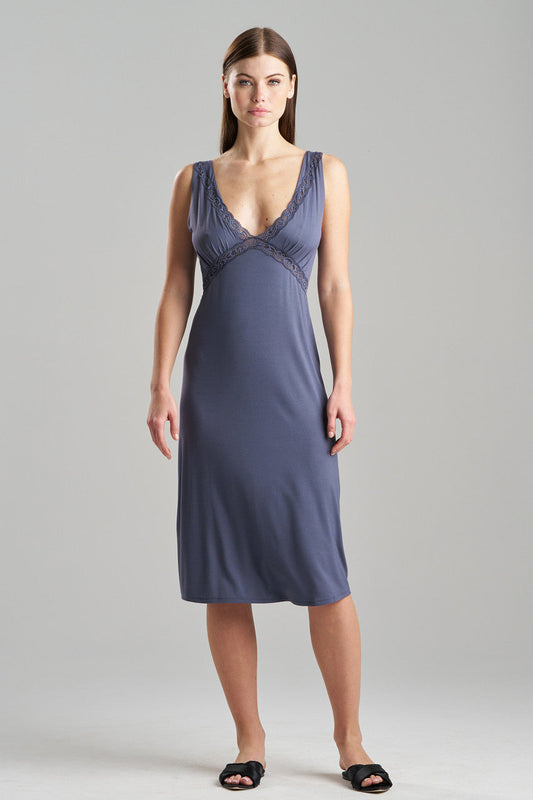 Natori Buy Feathers Essentials Lenzing™ Ecovero™ Viscose Lace Applique Slip Dress in Ash Navy Online