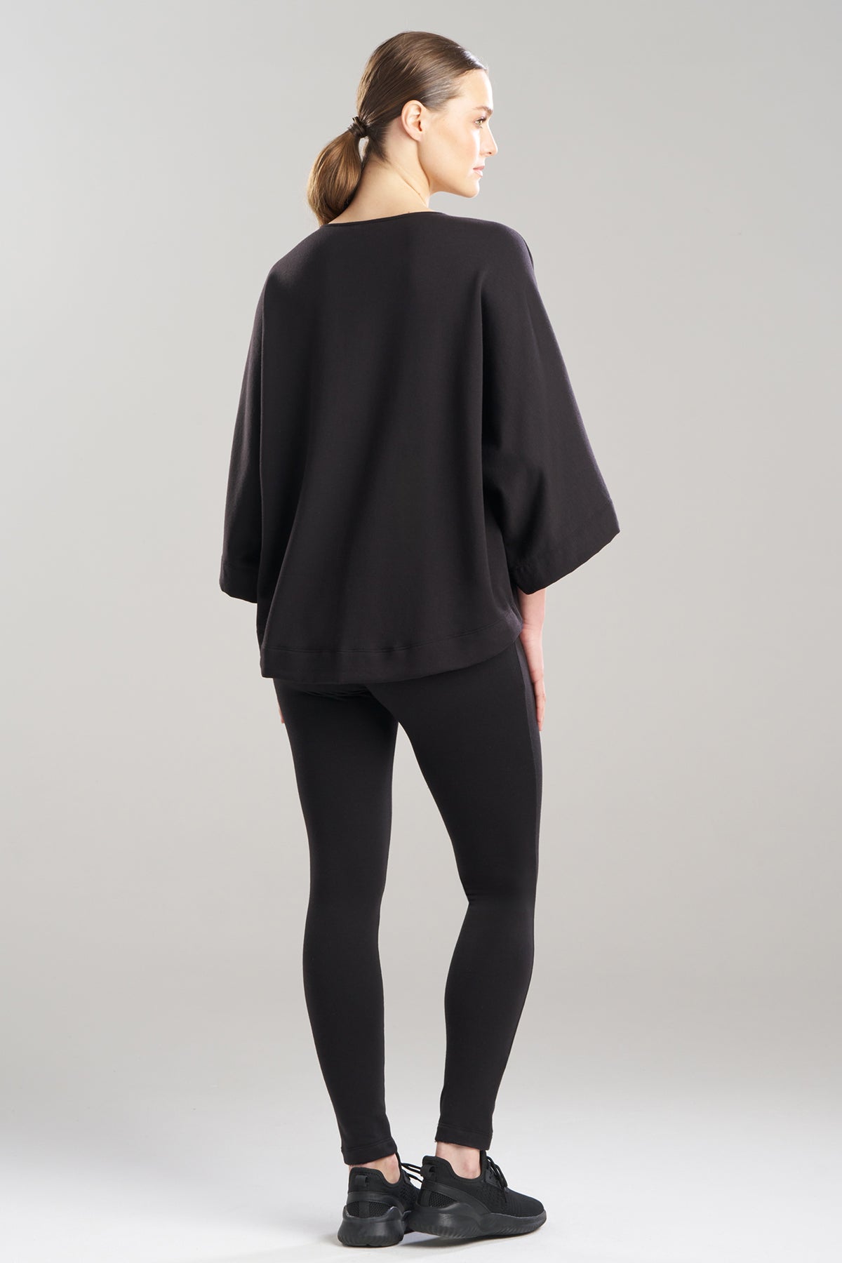 Natori Cocoon Brushed French Terry Dragon Embroidered Kimono Top