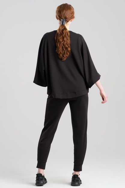 Natori Cocoon Brushed French Terry Dragon Embroidered Kimono Top