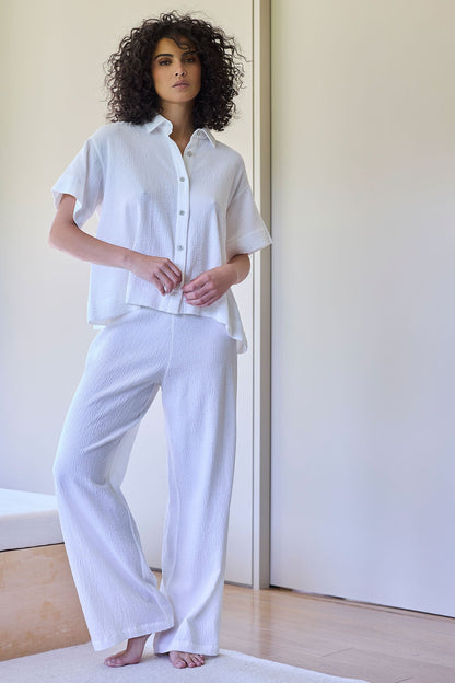 Natori Onsen Cotton Button Down Shirt