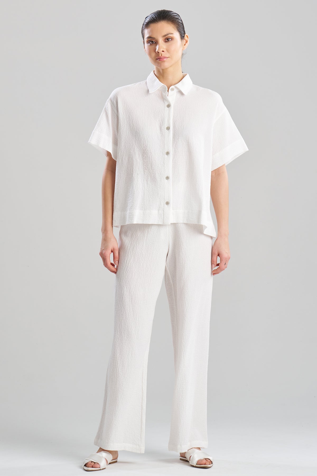 Natori Onsen Cotton Button Down Shirt
