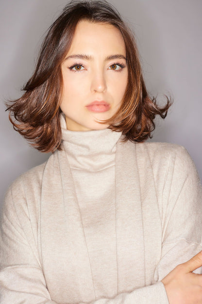 Natori Himalaya Sweater Knit Mock Neck Top
