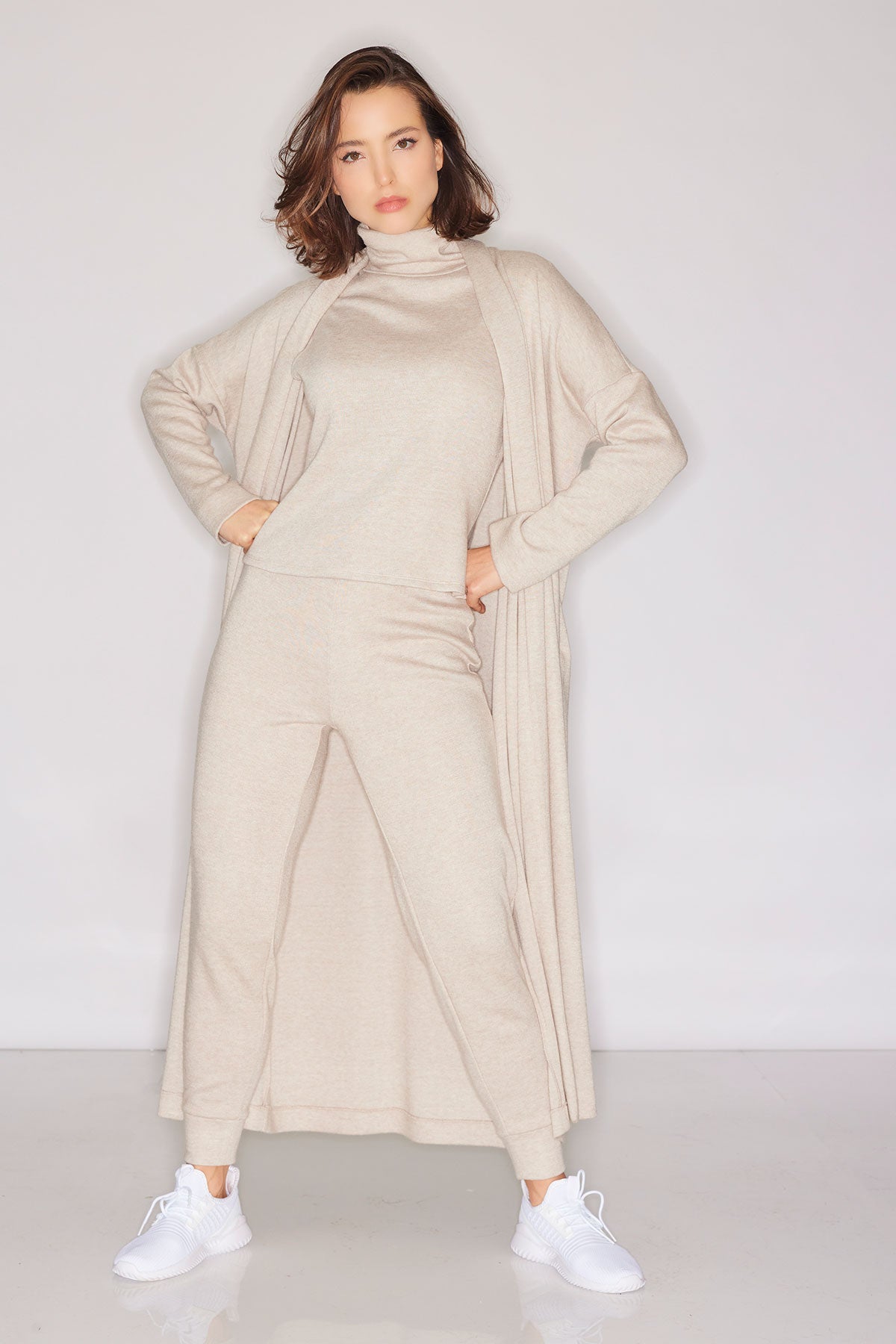 Natori Himalaya Sweater Knit Mock Neck Top