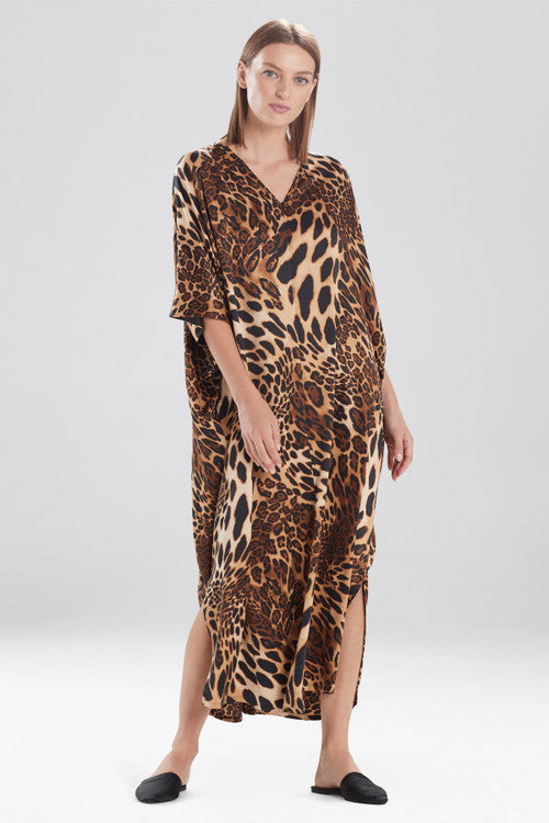 Natori Buy Luxe Leopard Zip Caftan in Chestnut Online
