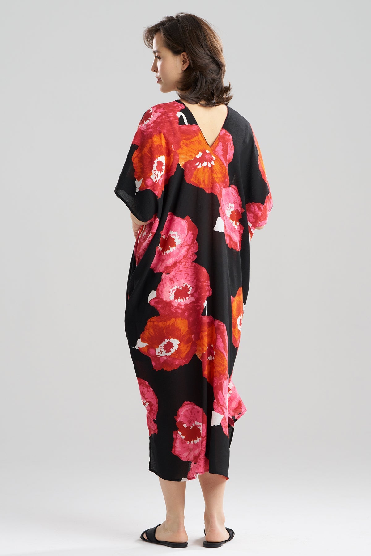 Natori Bold Poppy Crinkle Caftan