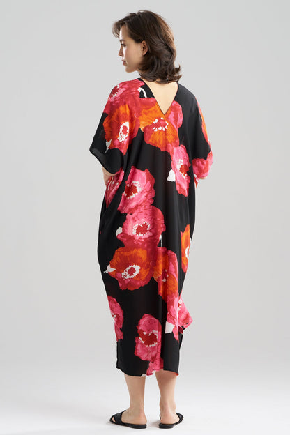 Natori Bold Poppy Crinkle Caftan