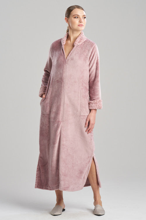 Natori Buy Plush Lynx Mandarin Zip Lounger in Nude Blush Online