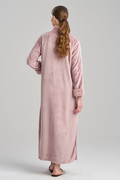 Natori Buy Plush Lynx Mandarin Zip Lounger in Nude Blush Online