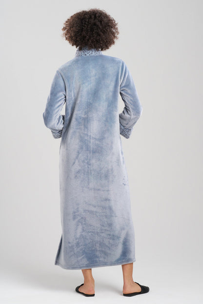 Natori Buy Plush Lynx Mandarin Zip Lounger in Blue Granite Online