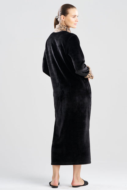 Natori Buy Plush Lynx Mandarin Zip Lounger in Black Online