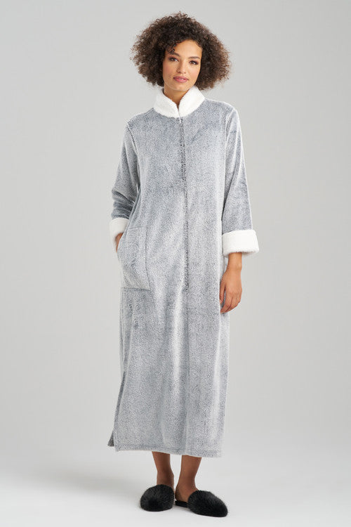 Natori Buy Frosted Cashmere Mandarin Zip Lounger in Black Online