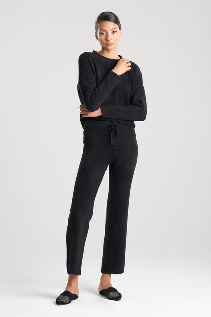 Natori Buy Aura Solid Chenille Straight Leg Pants in Black Online