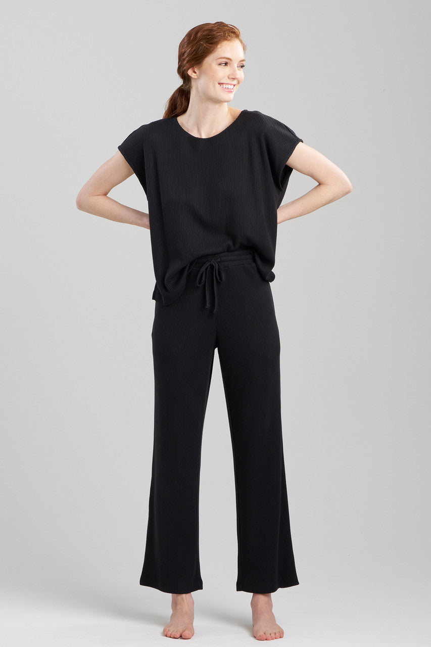 Natori Buy Eden Rib Knit Everywhere Straight Leg Pants in Black Online