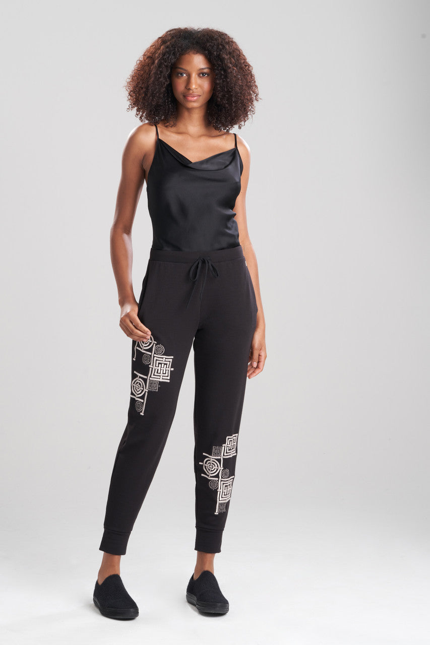 Natori Buy Cocoon Embroidered Jogger Pants in Black Online