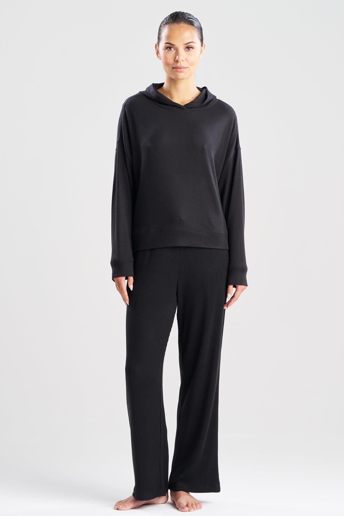 Natori Eden Allover Rib Knit Everywhere Hoodie
