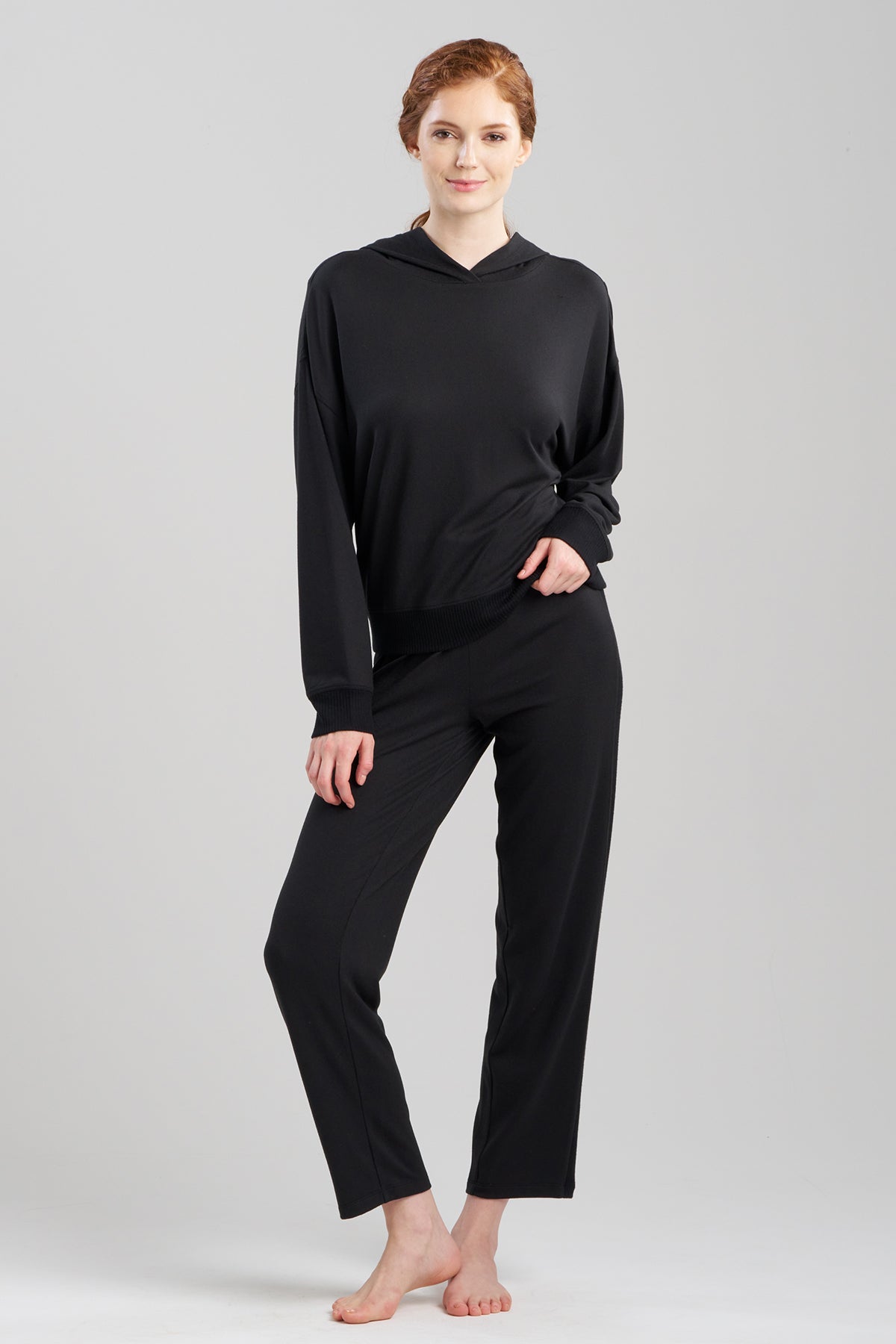 Natori Buy Eden Rib Knit Everywhere Hoodie in Black Online