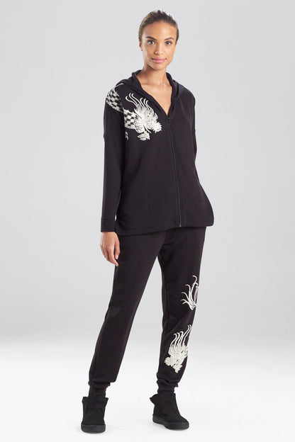 Natori Buy Cocoon Dragon Embroidered Hoodie in Black Online