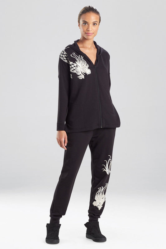 Natori Buy Cocoon Dragon Embroidered Hoodie in Black Online