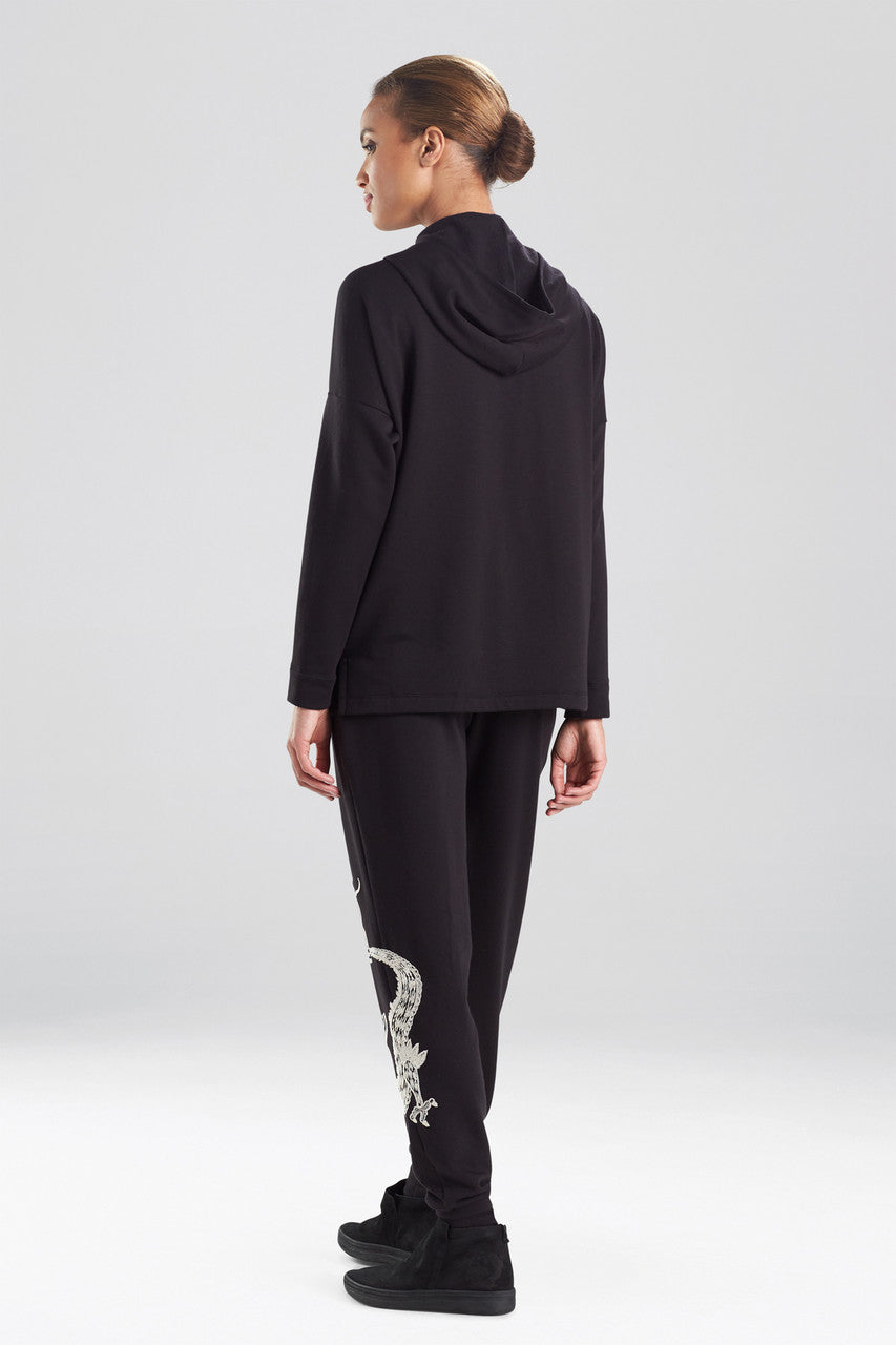 Natori Buy Cocoon Dragon Embroidered Hoodie in Black Online