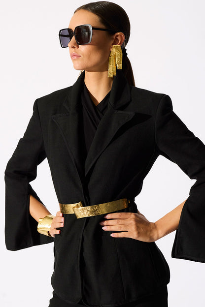 Natori Stretch Basketweave Cotton Slit Cuffed Jacket
