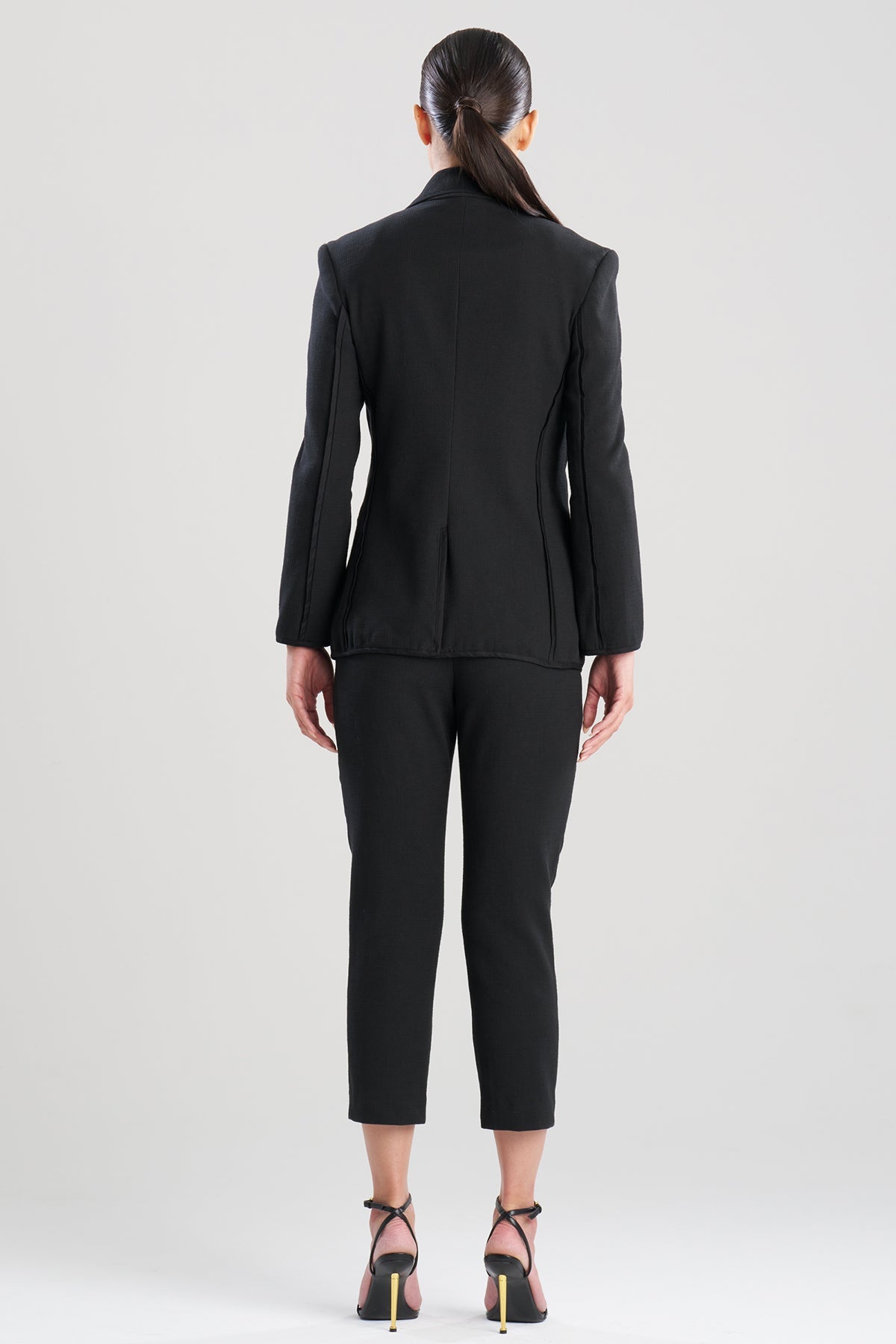 Natori Stretch Basketweave Cotton Slit Cuffed Jacket