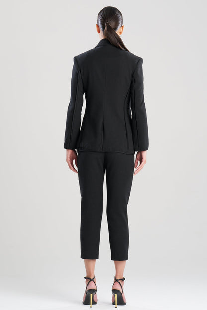 Natori Stretch Basketweave Cotton Slit Cuffed Jacket